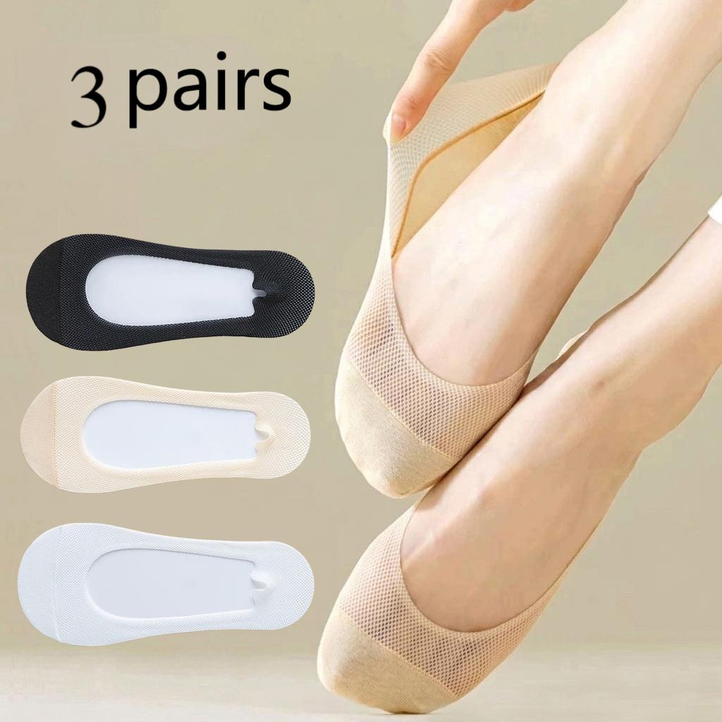 Invisibility Sock Loafer - 3 pares de meias invisíveis femininas,