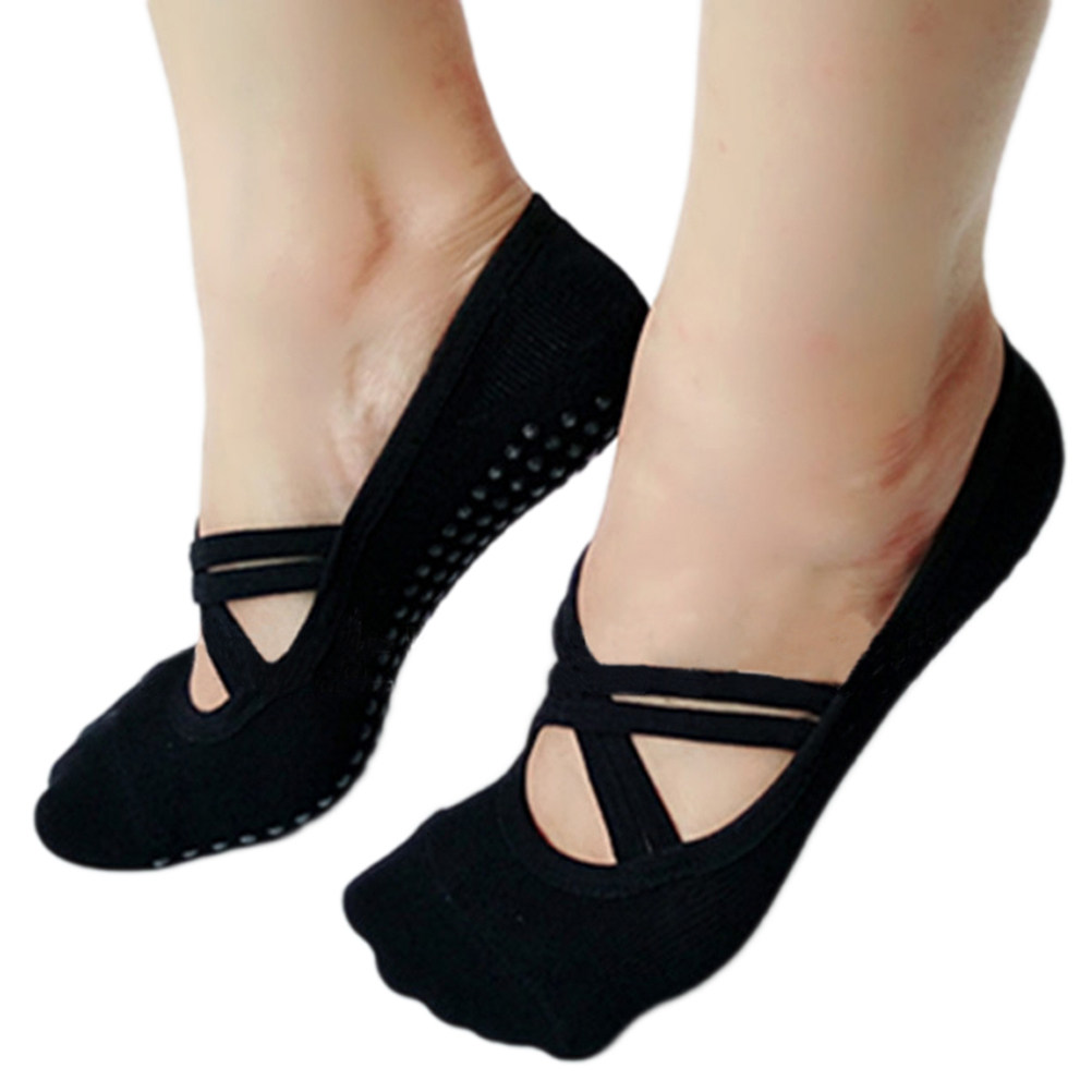 Grip Sock Yoga - Meias de Yoga Femininas Pretas Antiderrapantes