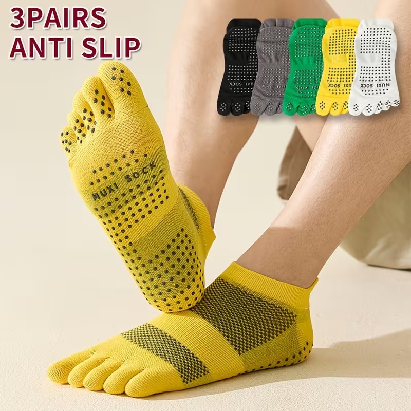 Meias de Dedo Masculinas (3 Pa - Grip Sock Yoga avaliação e preço
