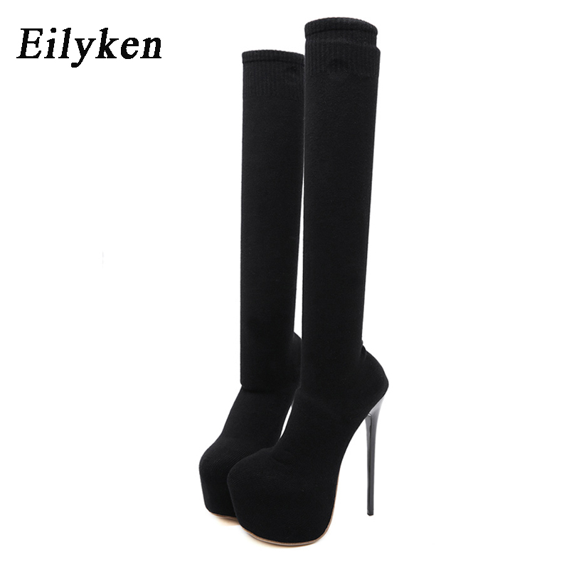 Eilyken moda plataforma tecido - Knee High Sock Women avaliação e preço